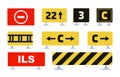 Set of prohibition, warning road signs vector icon flat isolated Royalty Free Stock Photo