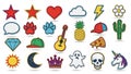 Collection of Trendy Embroidered Patch Icons Royalty Free Stock Photo