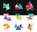 Collection of triangle web boxes - banners, business backgrounds, presentations Royalty Free Stock Photo