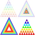 Collection triangles iridescent color.