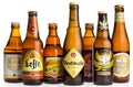 Collection of tripel beers on white