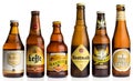 Collection of tripel beers on white