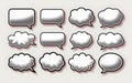 A Collection of Twelve Comic-Style Speech and Thought Bubbles in Black and White. Royalty Free Stock Photo