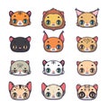 Collection of twelve cute feline species