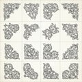 Intricate floral corner flourishes and decorative borders for elegant design projects Royalty Free Stock Photo