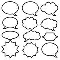 A collection of twelve diverse, blank speech bubbles Royalty Free Stock Photo