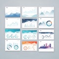 A collection of twelve infographic designs featuring various data visualization Royalty Free Stock Photo