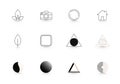 A collection of twelve minimalist icons on a white background, Royalty Free Stock Photo