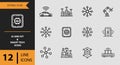 12 AI and IoT and Smart Tech Icons outline icon set. smart automation connected devices outline icons Royalty Free Stock Photo