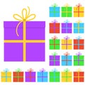 Collection of twenty multi colored gift boxes Royalty Free Stock Photo