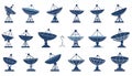 A collection of twenty-one stylized satellite dish illustrations Royalty Free Stock Photo