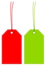 Set Of Two Angled Hangtags Red And Green With Seam