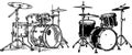 A collection of two detailed drum set illustrations. Royalty Free Stock Photo