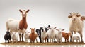 Farm animals in front of a white background Royalty Free Stock Photo