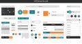 Collection of UI elements featuring buttons, sliders, icons, and input fields in a Royalty Free Stock Photo
