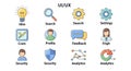 UI UX Design Icons Set Idea, Search, Settings, Analytics Royalty Free Stock Photo