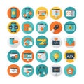 Collection of ui web elements and icons representing digital marketing technology development and design concepts Royalty Free Stock Photo