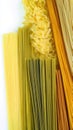 Collection of Uncooked Pasta Varieties on White Surface Display Royalty Free Stock Photo