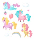 Collection of unicorns. Vector illustration.