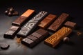 a collection of unique and beautifully crafted chocolate bars, each with their own distinctive flavor and design