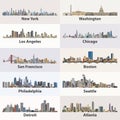 Vector collection of United States city skylines