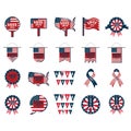 Collection of us elections icons. Vector illustration decorative design