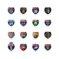 collection of us road shields. Vector illustration decorative design Royalty Free Stock Photo