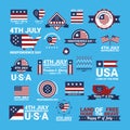 collection of usa independence day labels. Vector illustration decorative design Royalty Free Stock Photo