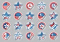 Collection of usa independence day stickers. Vector illustration decorative design Royalty Free Stock Photo