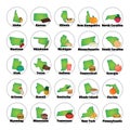 Collection of usa maps. Vector illustration decorative design