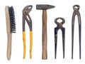 Collection of used hardware tools isolated background