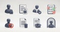 Collection of user interface icons representing profile settings security document management and digital tasks Royalty Free Stock Photo