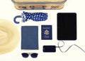 Collection of vacation travel items Royalty Free Stock Photo