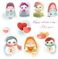 Collection valentine cats Royalty Free Stock Photo