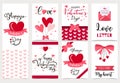 Collection of valentineÃ¢â¬â¢s day background set with heart,letter,ribbon.Editable vector illustration for website, invitation,