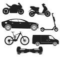 Collection of Variety City Car Vectors Silhouettes Royalty Free Stock Photo