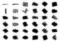 Abstract black ink strokes and scribbles, isolated on white background Royalty Free Stock Photo