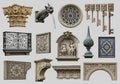A collection of various architectural elements includes a Royalty Free Stock Photo