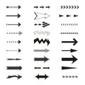 Collection of various arrow icons. Directional symbols set. Vector illustration. EPS 10. Royalty Free Stock Photo