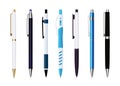 Various automatic spring ballpoint pens set