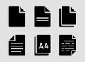 Collection of various black document and file icons for modern digital interfaces Royalty Free Stock Photo