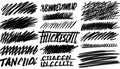 A collection of various black hand drawn scribbles and lines on a white background Royalty Free Stock Photo