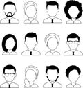 Set of different avatar business peoples in colorful flat style. Royalty Free Stock Photo