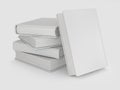 Collection of various blank white books on white