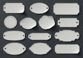 Collection of various blank white tags with different shapes and edges isolated on white background Royalty Free Stock Photo