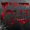 Collection various blood or paint splatters,Halloween concept,ink splatter background, on black Royalty Free Stock Photo