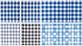 Collection of various blue and black gingham patterns for backgrounds or textures Royalty Free Stock Photo