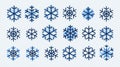 Various Blue Snowflake Designs Displayed on a Light Background Royalty Free Stock Photo