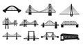 Collection of Bridge Silhouettes Royalty Free Stock Photo
