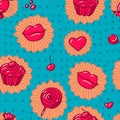 Collection of various Candies from Candy Store. seamless pattern